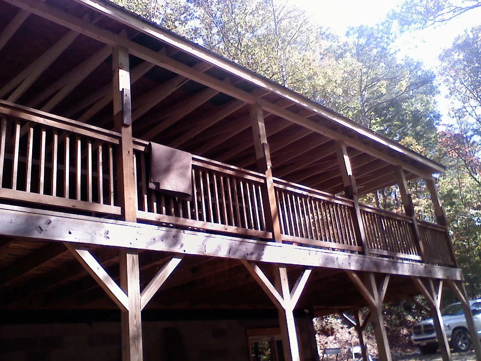 Timber framing under a new elevated porch and deck — Roof Leak Repair in Franklinton by Roofing Brothers